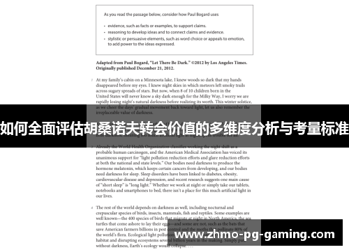 如何全面评估胡桑诺夫转会价值的多维度分析与考量标准